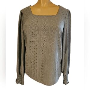 Womens Square Neck Tunic Long Sleeve Top M